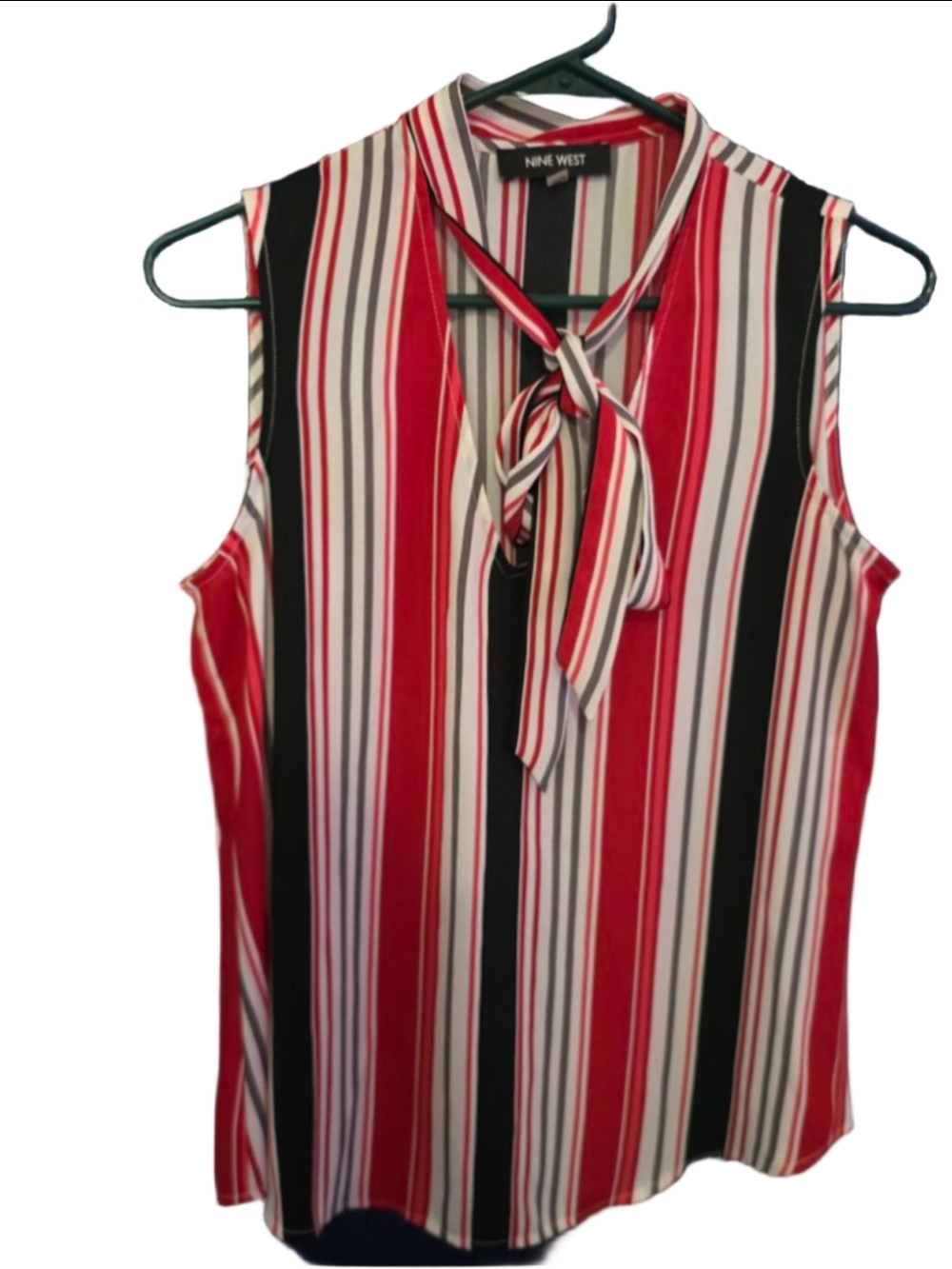 Women's Nine West Striped Sleeveless Blouse S Red Black White